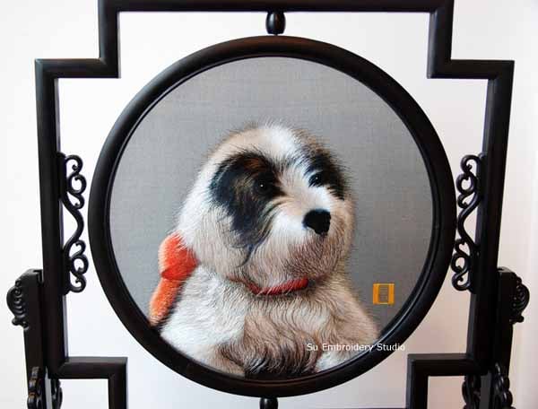 double sided embroidery dog