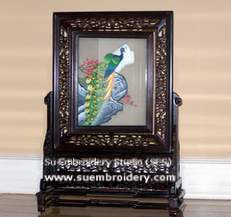 double sided embroidery peacock