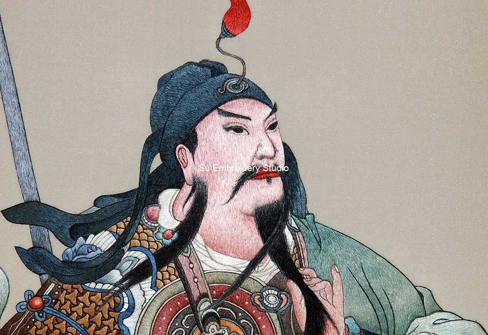 portrait of guan gong, hand embroidered