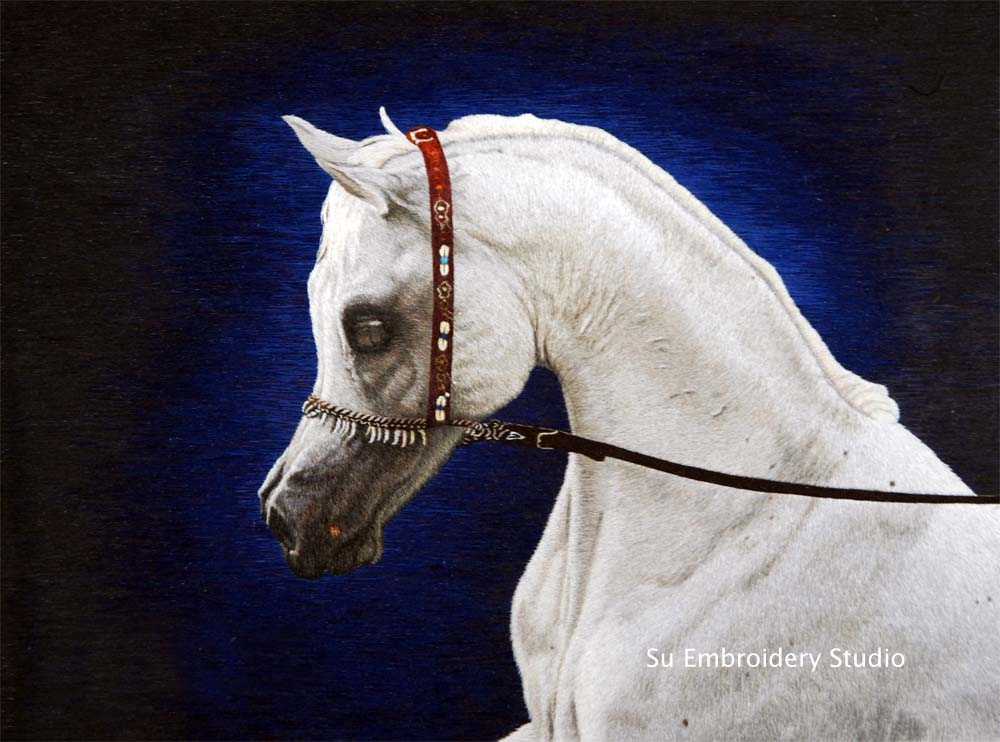 Horse in Chinese Silk Embroidery Art - Hand Embroidered Horses