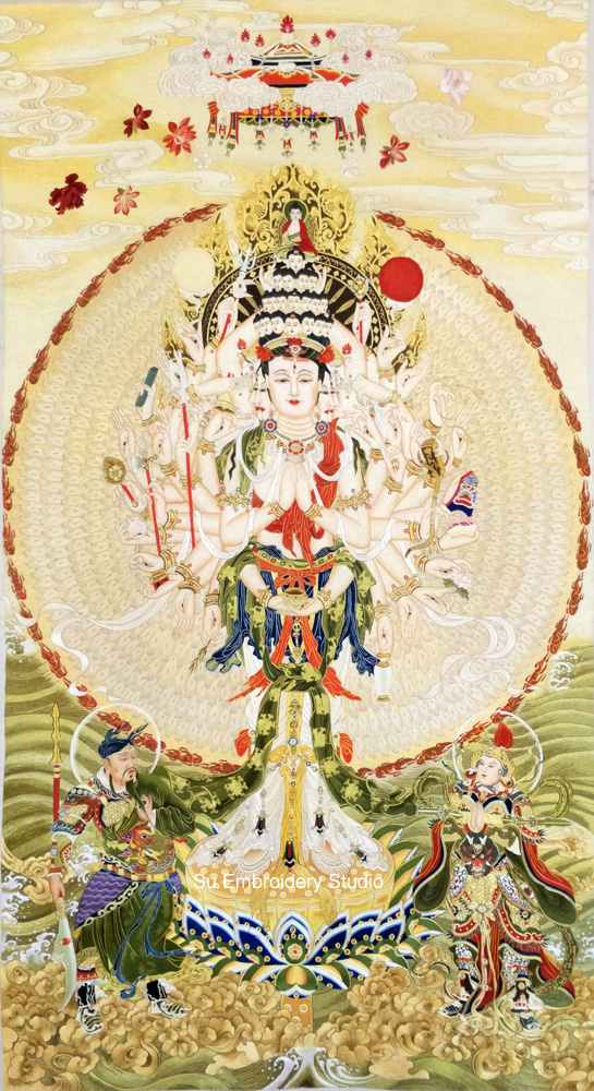 chinese silk embroidery 'thousand armed guanyin'