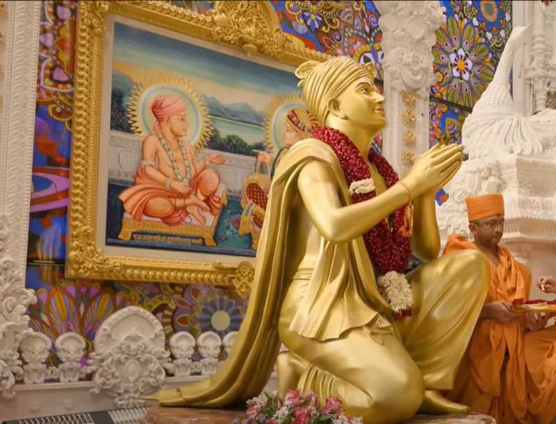 silk embroidery framed in the hindu temple