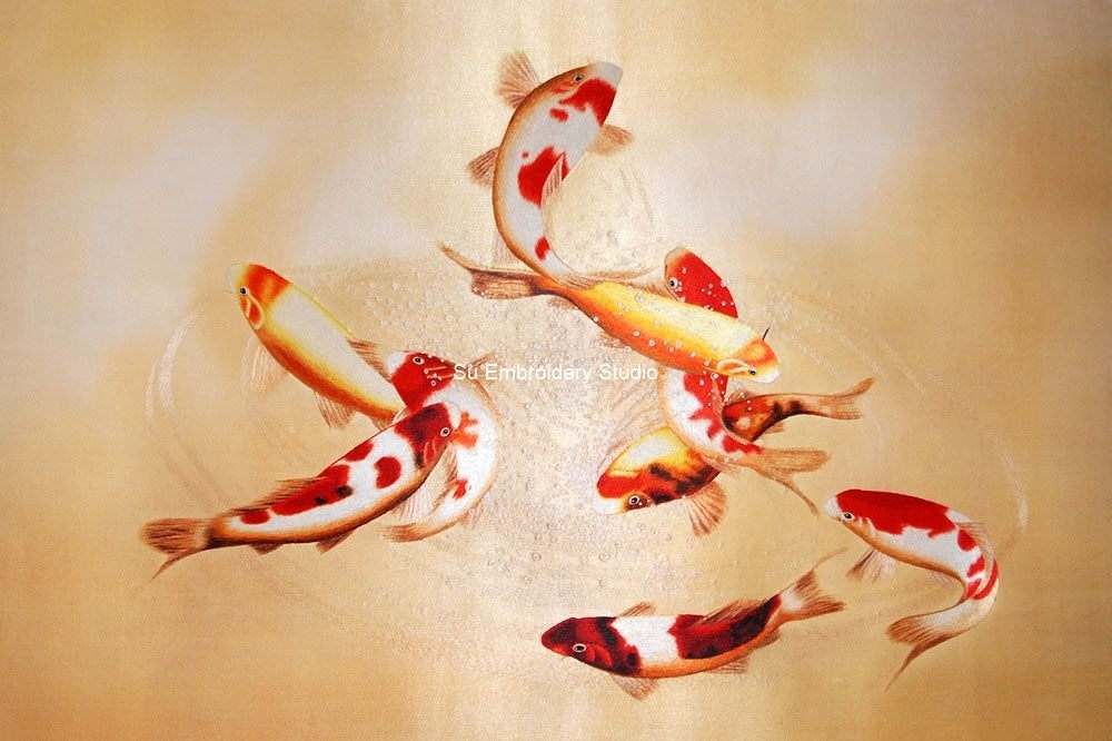 silk embroidered koi art